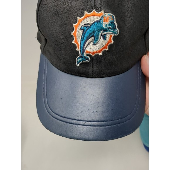 Miami Dolphins Drew Pearson NFL Leather Black Snapback Baseball Hat‎ Cap VTG 90s - Picture 3 of 9